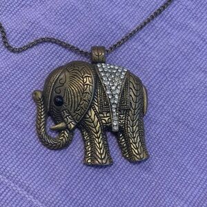 Vintage Brass Elephant Pendant Necklace